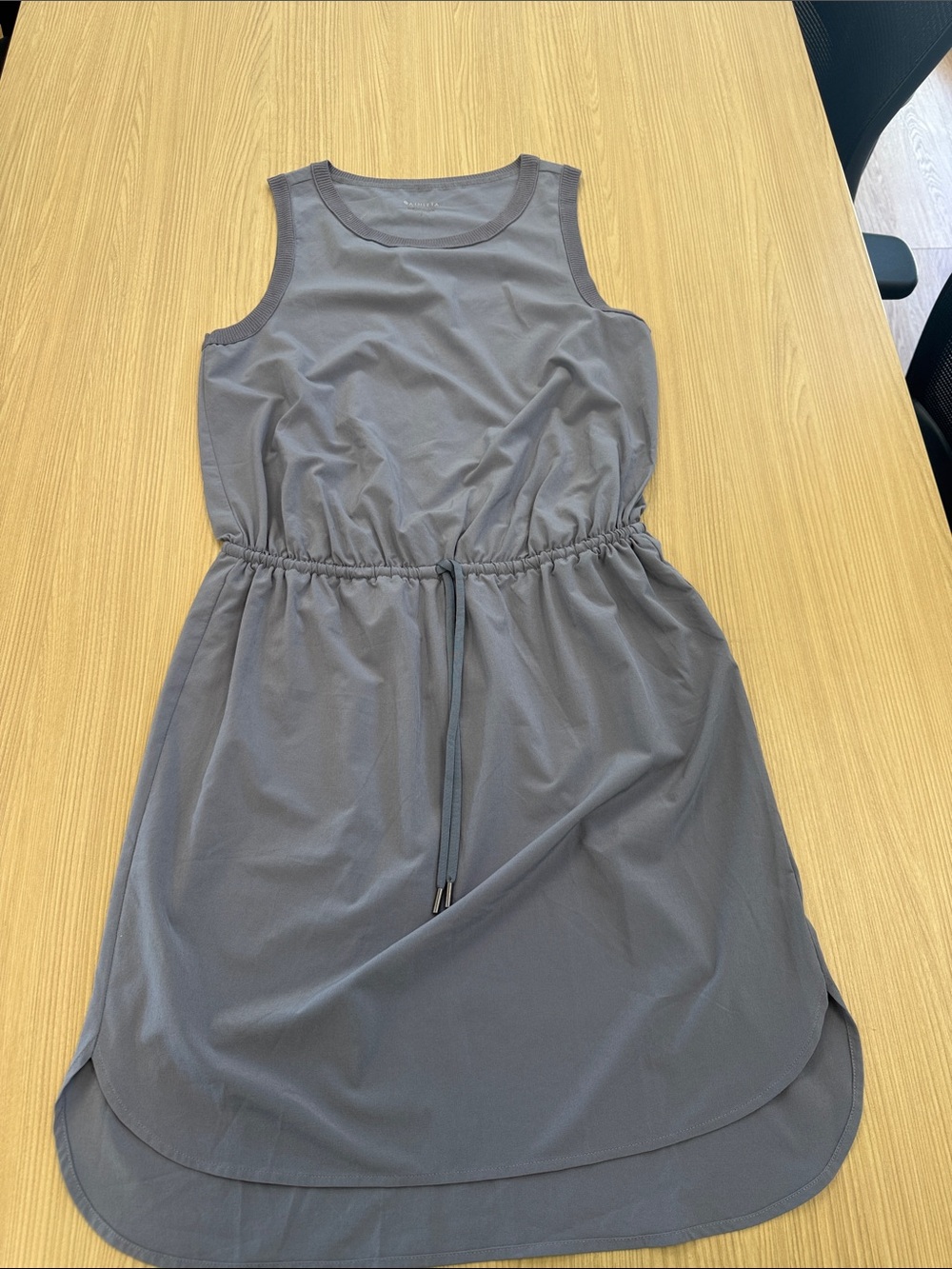 Athleta Sleeveless Gray Drawstring Midi Dress